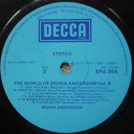 Moira Anderson : The World Of Moira Anderson Vol. 5 (LP, Comp)