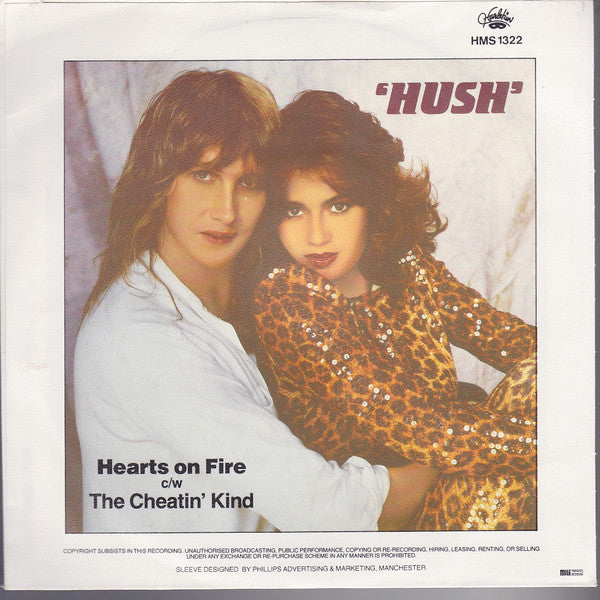 Hush (10) : Hearts On Fire (7", Single)