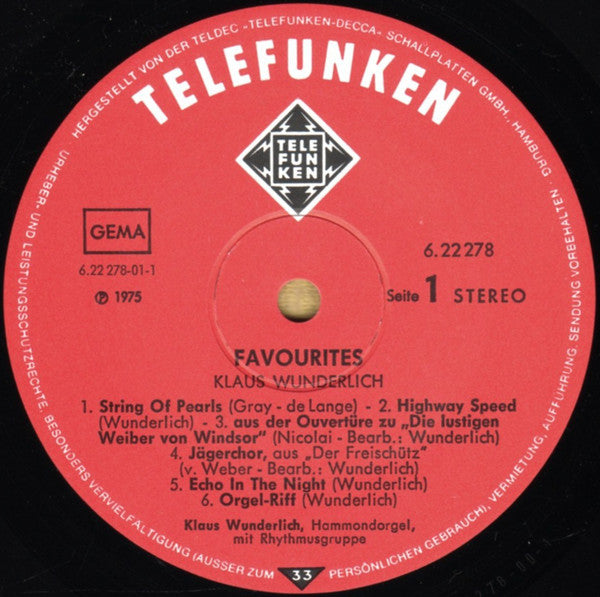Klaus Wunderlich : Favourites (LP, Comp)