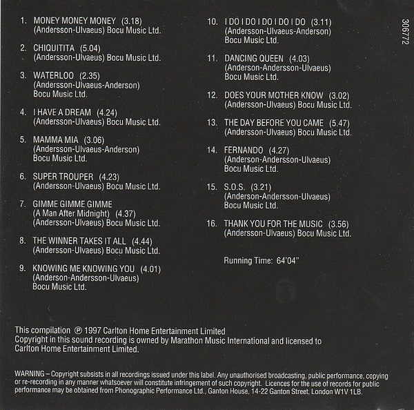 Unknown Artist : Salute To ABBA (CD, Comp)