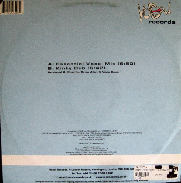 The Miami Collective & Joy Malcolm : Losing My Mind (12")