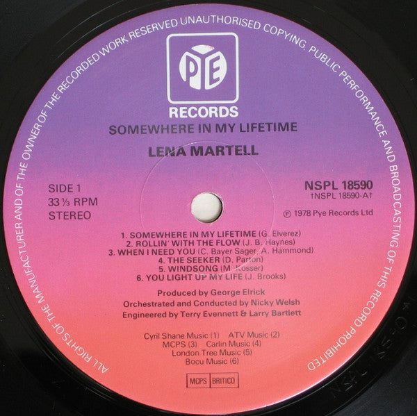 Lena Martell : Somewhere In My Lifetime (LP, Album)