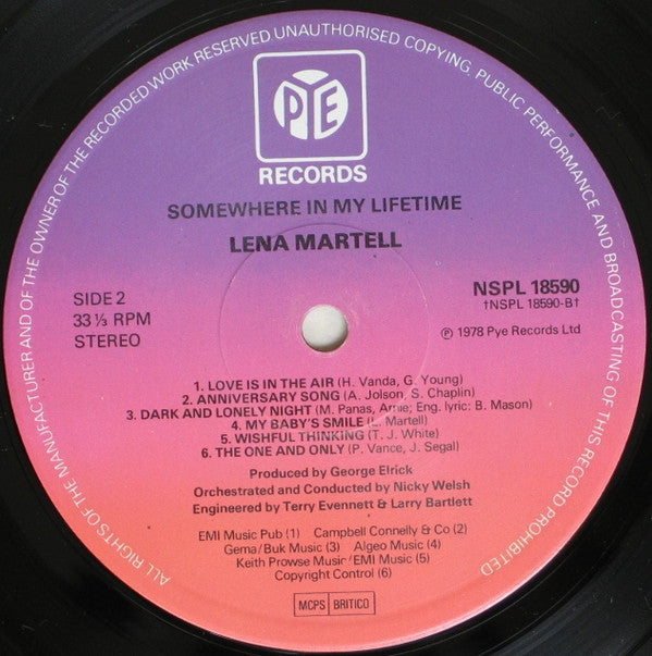 Lena Martell : Somewhere In My Lifetime (LP, Album)