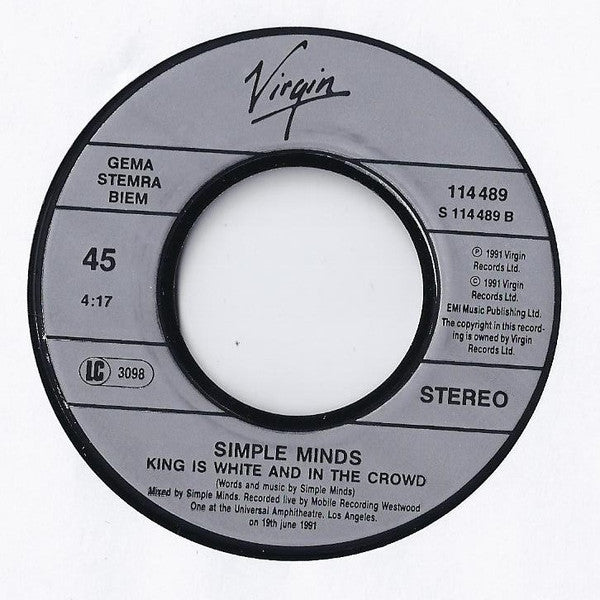 Simple Minds : Stand By Love (7", Single)