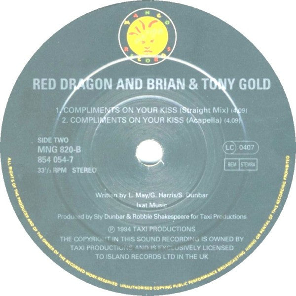 Red Dragon with Brian & Tony Gold : Compliments On Your Kiss (12")