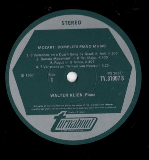 Wolfgang Amadeus Mozart, Walter Klien : Complete Piano Music Vol. 7 (LP)