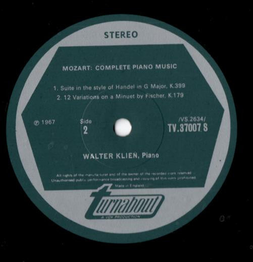 Wolfgang Amadeus Mozart, Walter Klien : Complete Piano Music Vol. 7 (LP)