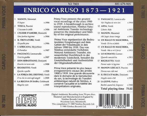 Enrico Caruso : Caruso (CD, Comp, Amb)