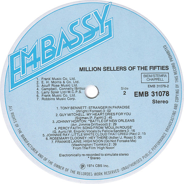Various : Million Sellers Of The 50's (LP, Comp)