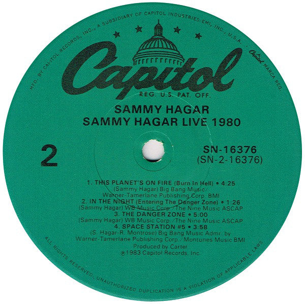 Sammy Hagar : Live 1980 (LP, Album, RE)
