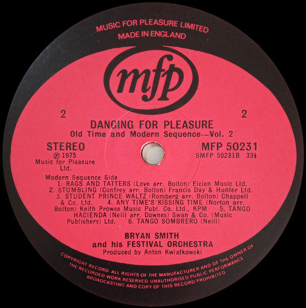 Bryan Smith (10), Bryan Smith And His Festival Orchestra : Dancing For Pleasure - Old Time And Modern Sequence Vol. 2 (LP, Album)