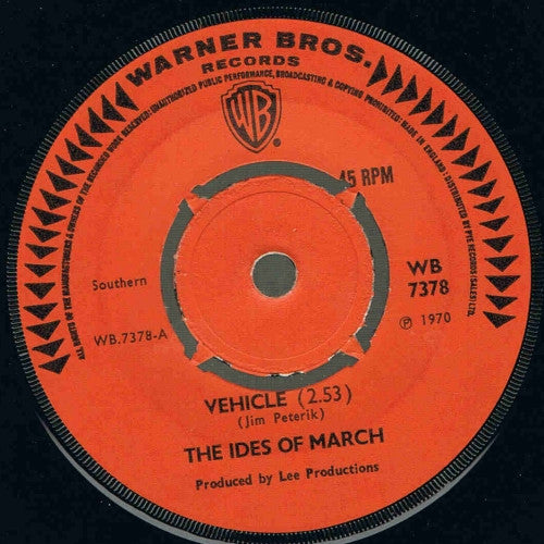 The Ides Of March : Vehicle / Lead Me Home, Gently (7", Single, Pus)