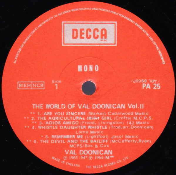 Val Doonican : The World Of Val Doonican Vol II (LP, Comp, Mono)
