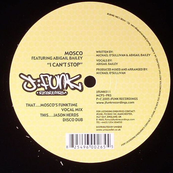 Mosco : I Can't Stop (12")