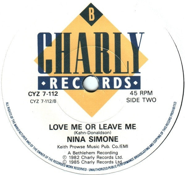 Nina Simone : My Baby Just Cares For Me (7", Single)