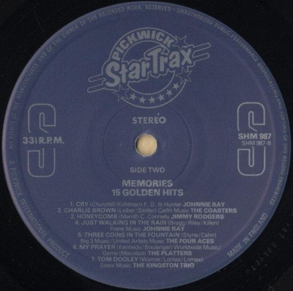 Various : Memories: 15 Golden Hits (LP, Comp, Mono)