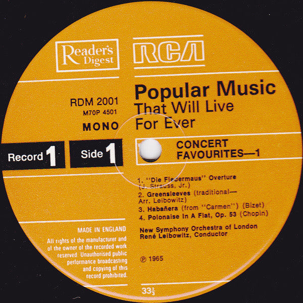 Various : Popular Music That Will Live Forever (12xLP, Mono + Box, Comp)