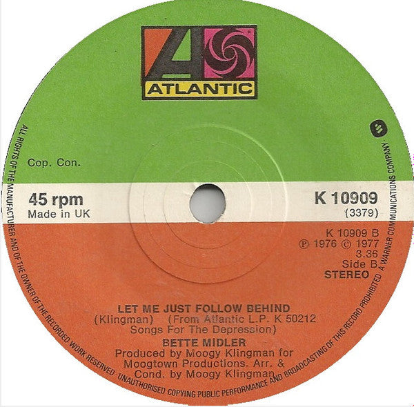Bette Midler : You're Movin' Out Today (7", Single)