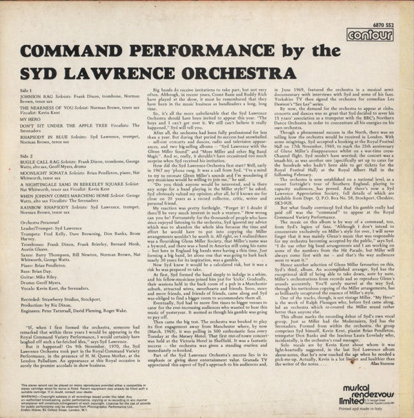 Syd Lawrence And His Orchestra : Command Performance (LP, Album)