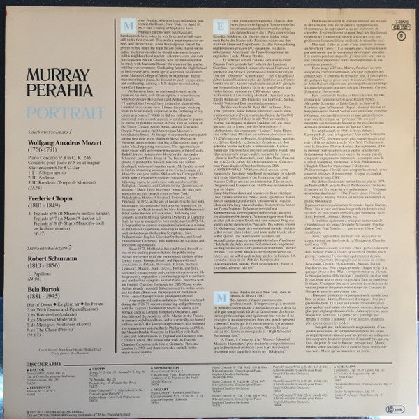 Murray Perahia, Wolfgang Amadeus Mozart / Frédéric Chopin / Robert Schumann / Béla Bartók : Portrait (LP, Comp)