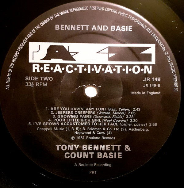 Tony Bennett, Count Basie : Bennett Basie (LP, Album, RE)