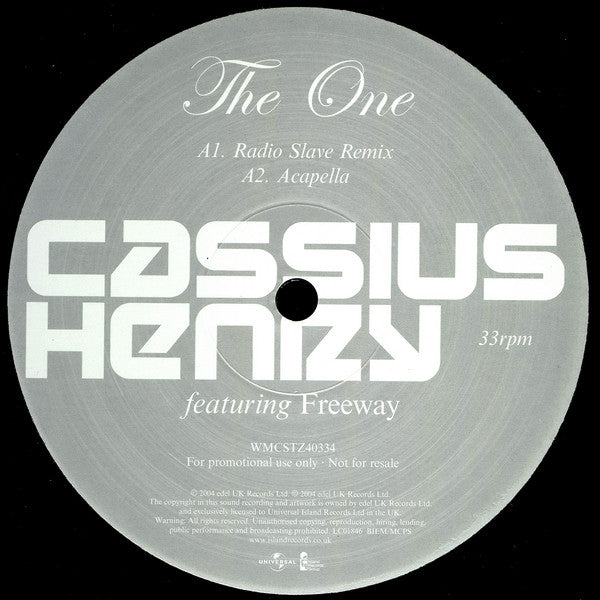 Cassius Henry Featuring Freeway : The One (12", Promo, 4/4)