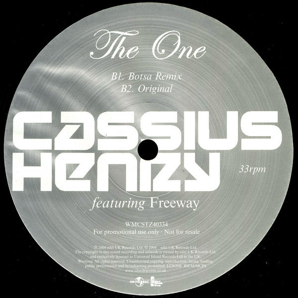Cassius Henry Featuring Freeway : The One (12", Promo, 4/4)