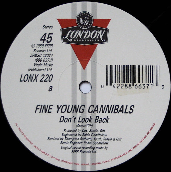 Fine Young Cannibals : Don't Look Back (12", Single)