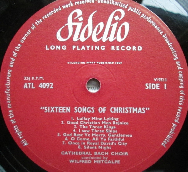 Cathedral Bach Choir : Sixteen Songs Of Christmas (LP, Mon)