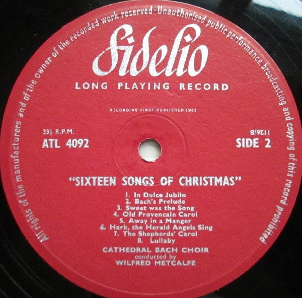 Cathedral Bach Choir : Sixteen Songs Of Christmas (LP, Mon)