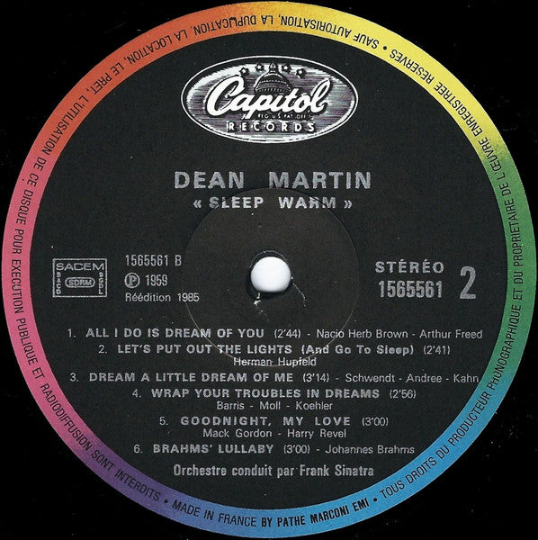Dean Martin With Orchestra Conducted By Frank Sinatra : Sleep Warm (LP, Album, RE)