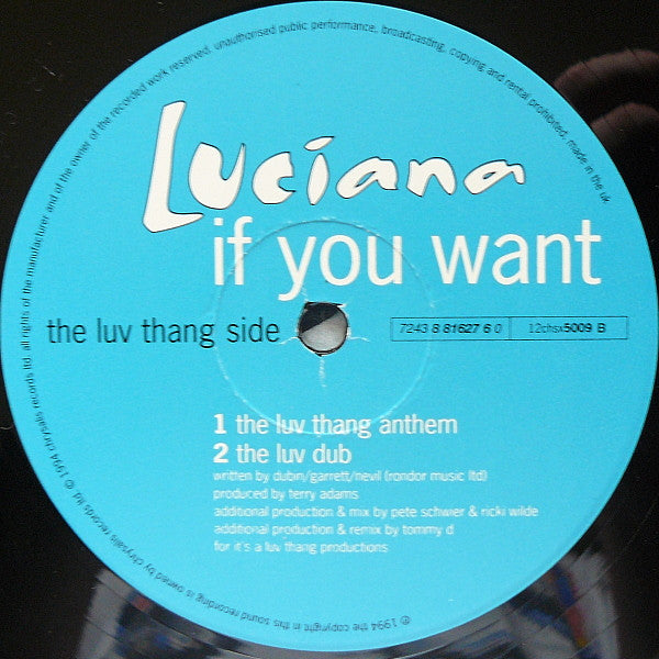 Luciana : If You Want (12", Single, 2/2)