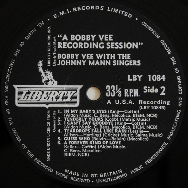 Bobby Vee : A Bobby Vee Recording Session (LP, Album, Mono)