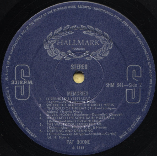 Pat Boone : Memories (LP, Album)