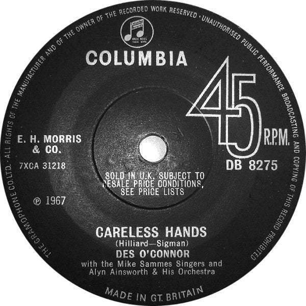 Des O'Connor : Careless Hands (7", Single, Sol)