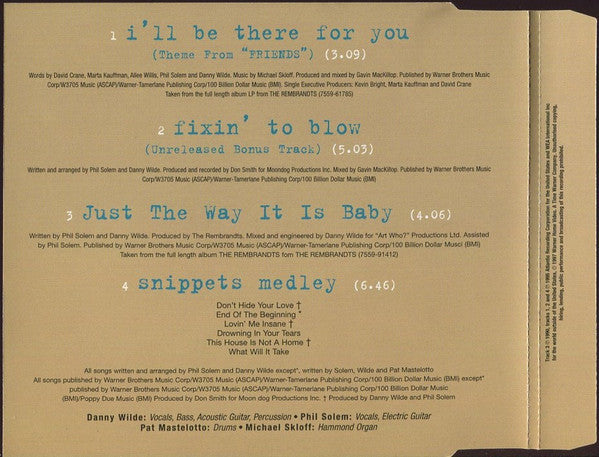 The Rembrandts : I'll Be There For You (CD, Single, Dis)