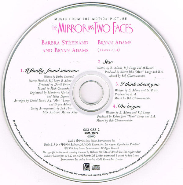 Barbra Streisand & Bryan Adams : I Finally Found Someone (CD, Single)