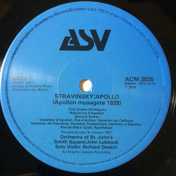 Igor Stravinsky, The Orchestra Of St. John's, John Lubbock : Ballets - Apollo & Orpheus (LP, Album, RE)