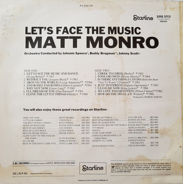 Matt Monro : Let's Face The Music  (LP, Comp)