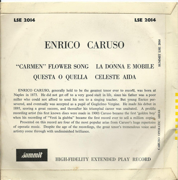 Enrico Caruso : Flower Song (7", EP, Comp)