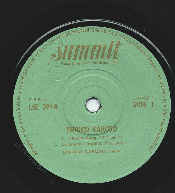 Enrico Caruso : Flower Song (7", EP, Comp)