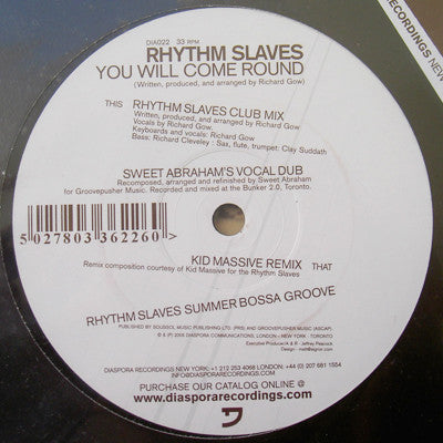 The Rhythm Slaves : You Will Come Round (12", Single)
