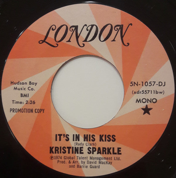 Kristine Sparkle : It's In His Kiss (7", Promo)