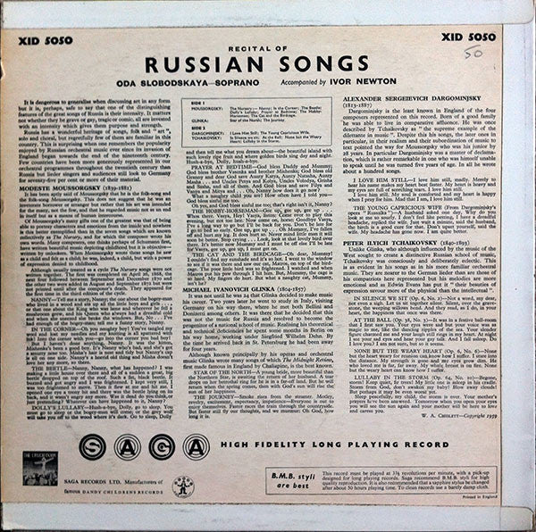 Oda Slobodskaya : Russian Songs (LP, Album)