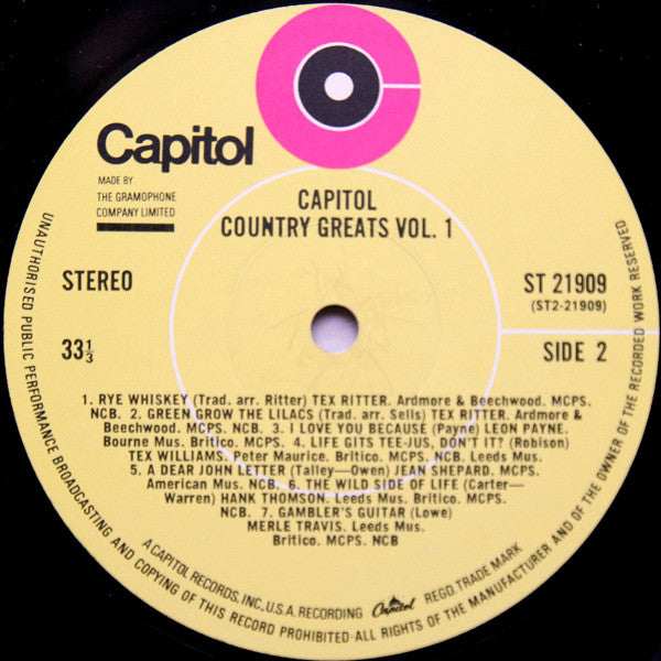 Various : Capitol Country Greats Vol. 1 (LP, Comp)