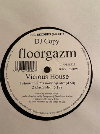 Floorgazm : Infamous / Vicious House (12", Promo)