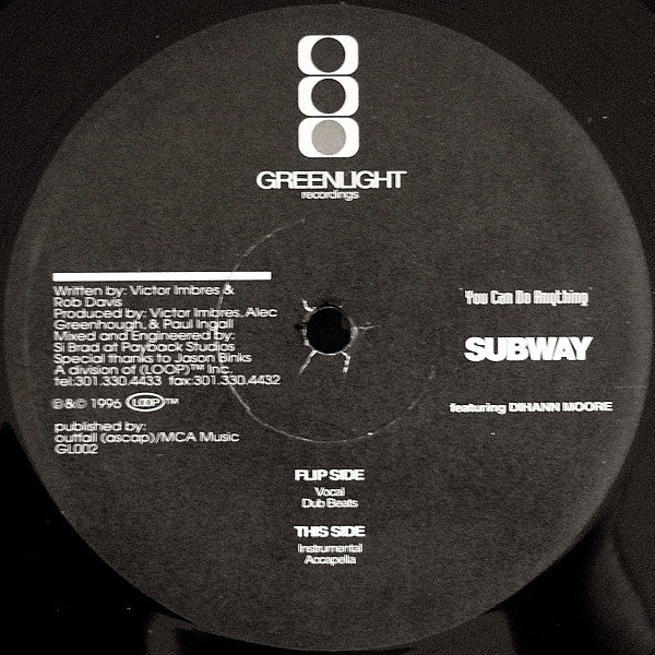 Subway (10) Featuring Dihann Moore : You Can Do Anything (12")