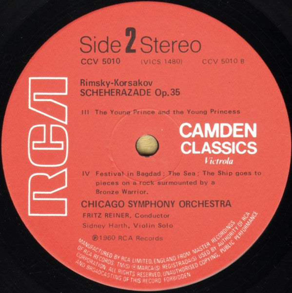 Nikolai Rimsky-Korsakov - Chicago Symphony Orchestra, Fritz Reiner : Scheherazade (Symphonic Suite) (LP, Album, RE)