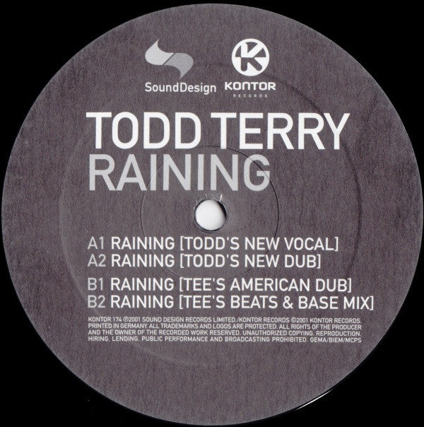 Todd Terry : Raining / Enough Is Enough (2x12", Maxi)