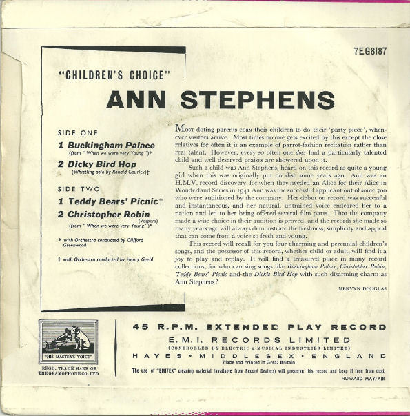 Ann Stephens : Children's Choice (7", EP, RP)